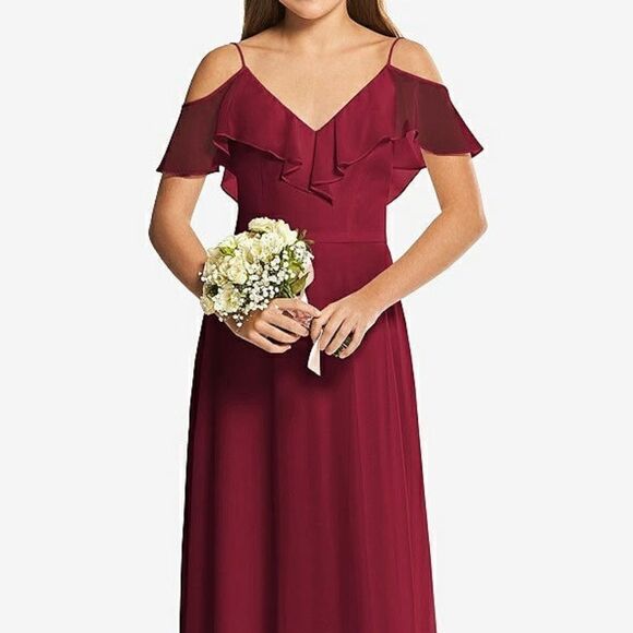 NWT DESSY COLLECTION JUNIOR BRIDESMAID DRESS JR548 IN BURGUNDY - size 16 Juniors - Picture 1 of 6